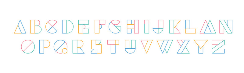Typography font with geometric alphabet. Modern abstract typeface design with letters in geometry style. Set of English characters and digits, vector illustration © sapunkele