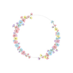 Obraz premium Delicate pastel flowers forming a circular border isolated on transparent background