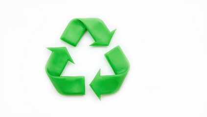 Obraz premium Green recycling symbol made of Plasticine on a white background