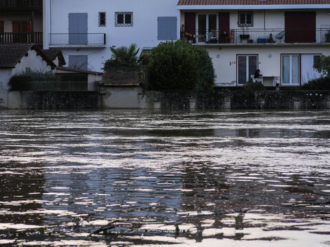 Ville de Tartas, subissant les d&eacute;bordements de la midouze, suite &agrave; la temp&ecirc;te Nils, F&eacute;vrier 2026