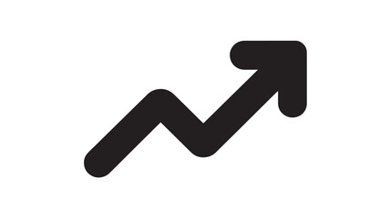 Black Arrow Icon in Simple Design with Bold Lines in Flat Style for Business Growth
