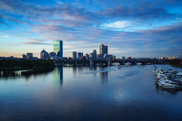Boston skyline at dusk, Boston Massachusetts USA