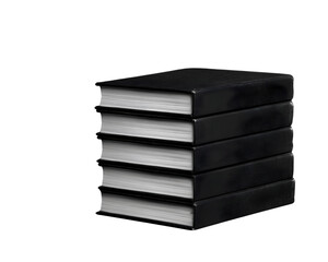 Stack of Black Hardcover Books on Black Background