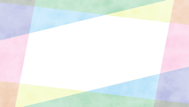 春色の水彩風直線フレーム