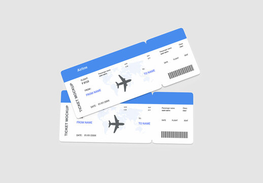 Flight Ticket Mockup Set PSD