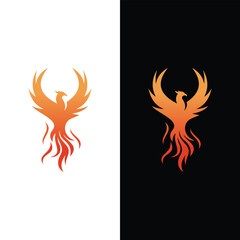 flying phoenix bird logo design