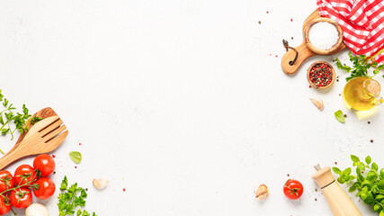 Healthy food background on white.