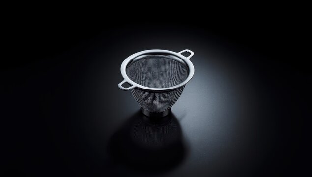 Strainer for tea or coffee against a black backdrop