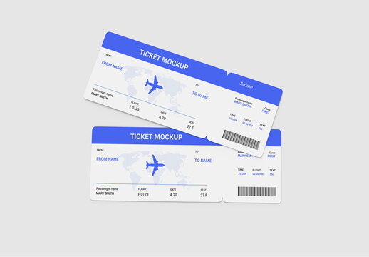 Airline Boarding Pass Ticket Mockup Template