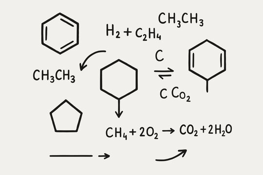Chaotic Organic Chemistry Reaction Scheme Mess | Funny ASCII Art Hydrocarbons and Combustion