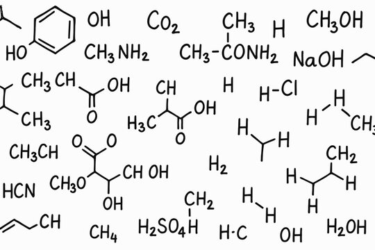 Chaotic Mess of Organic Chemistry Formulas | Random Molecules and Reagents ASCII Art Funny Science