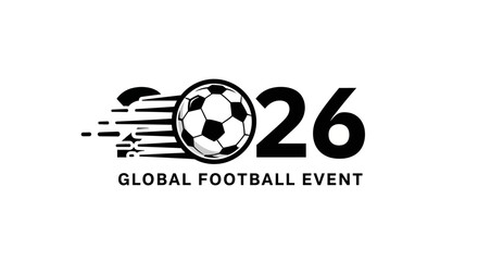 Obraz premium Dynamic Global Football Event Illustration Featuring Soccer Ball and Number 26
