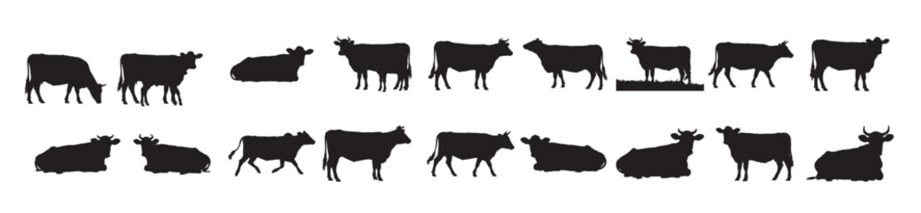 Fototapeta premium cow silhouettes collection