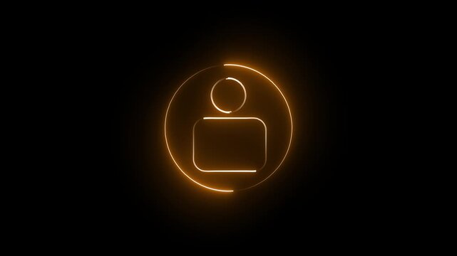  line icon inside circle, line icon video animation. Neon profile icon. bright neon password input with neon sign on a black background.