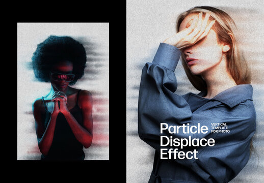 Particle Displace Poster Photo Effect Mockup