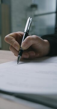 Reviewing documents at the office desk