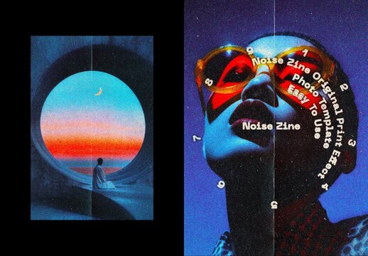 Noise Zine Print Poster Effect Mockup