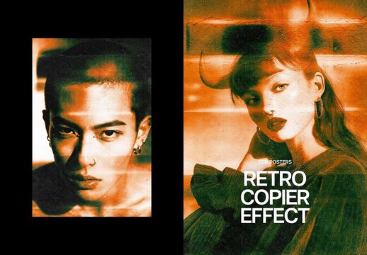 Acid Copier Poster Photo Effect Mockup