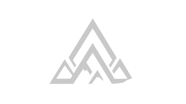 Gray geometric mountain-like logo on a white background. It's an abstract illustration