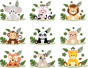 Adorable Sitting Baby Animals Wildlife and Farm Collection © soniagoncalves