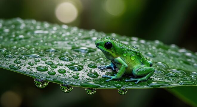 green frog on a leaf