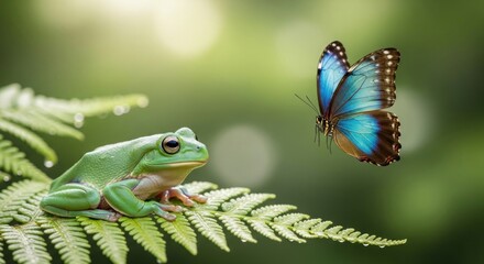 Naklejka premium frog on a leaf
