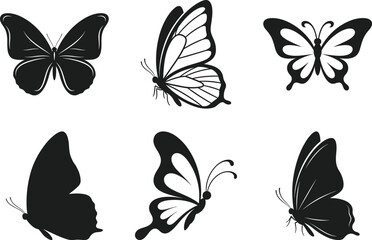 Elegant Butterfly Silhouette Vector Set in Minimal Nature Style © MdImran