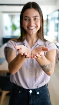 Open hands gesture promoting generosity, international women's day, female empowerment, gender equality, inclusivity, social justice, support, allyship, women's rights, diversity, social impact