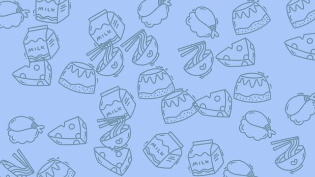 Animated sequence of blue sneakers pattern for design video.