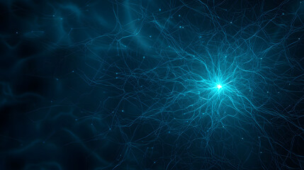Fototapeta premium Vibrant blue abstract representation of neural connections, showcasing intricate patterns 