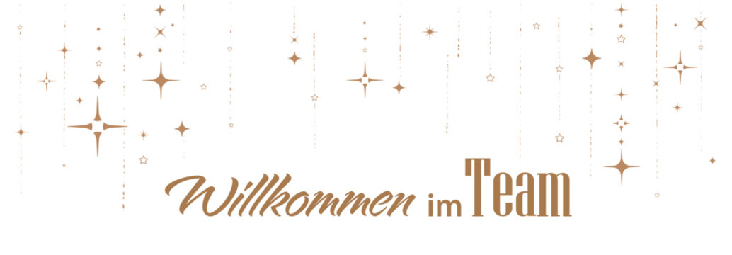 Willkommen im Team text on white background. Welcome to the team in german language.