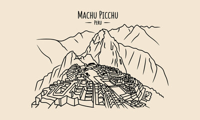 Naklejka premium Machu Picchu Peru Inca Citadel Mountain Landscape 