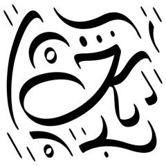 Calligraphy lettering monogram. Black and white vector design with K letter and decorative elements