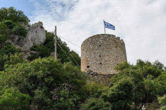 Frikes windmill on Ithaka island, Greece