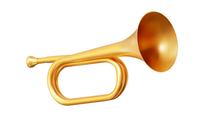 3d realistic metal golden trumpet icon. Wind musical instrument horn. Front view. Stock vector illustration on isolated background. © Игорь Жуков