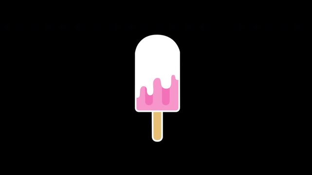 Animation of colorful popsicle dripping on black background for composite and presentation. National ice cream day concept.