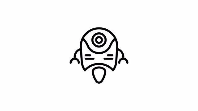 Simple Line Animation. Robotic on Alpha Channel. 4K Animation. Suitable for Technology and Futuristic Content.