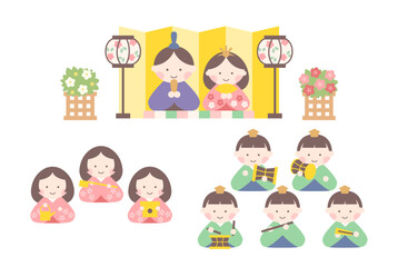 Fototapeta premium 雛人形のベクターイラストセット