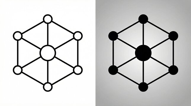 Geometric hexagonal network structure a minimalist vector illustration depicting interconnected nodes for technology data and communication concepts