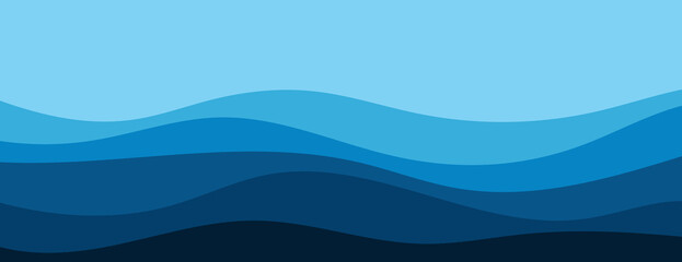 Abstract layered ocean wave background illustration