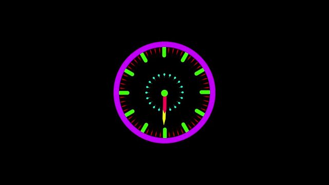 Stopwatch animated icon Clock with moving arrows on a bleck color background.