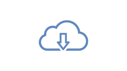 Obraz premium Professional minimalist blue cloud download logo for cloud storage, data backup, and digital transfer services. Clean vector icon on white background.