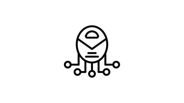 Simple Line Animation. Robotic on Alpha Channel. 4K Animation. Suitable for Technology and Futuristic Content.