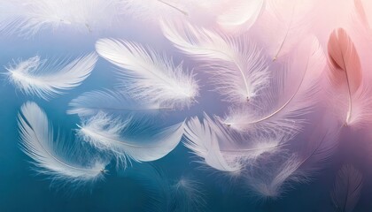 Obraz premium Gentle Descent - A Serene Dance of Feathers in Pastel Hues.