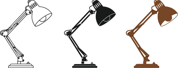 Fototapeta premium Adjustable desk lamps in various colors showcasing versatility and modern minimalist design styles