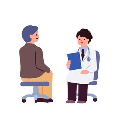 男性医師と会話をする男性患者のイラスト / Illustration of a male patient talking to a male doctor