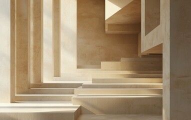 Obraz premium Abstract Minimalist Architecture with Soft Light and Textured Walls