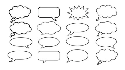Fototapeta premium Collection of various speech bubbles and thought clouds for comics or cartoons