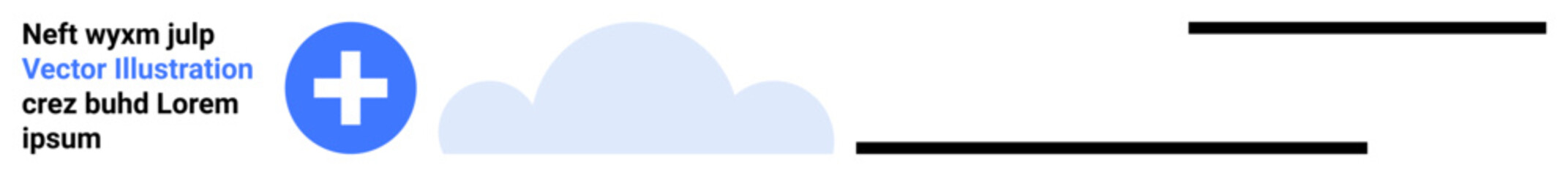 Obraz premium Healthcare, cloud technology, medical data storage, digital services, modern design, integration. Blue plus sign next to a soft cloud silhouette and text. Medical data and cloud technology concept