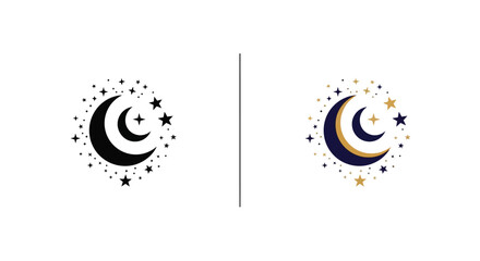 Two crescent moon designs with stars a striking silhouette © mst